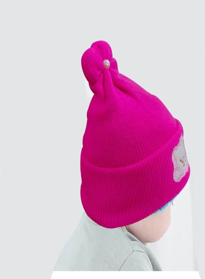 COOL INDIANS Stylish Combo Baby Winter Cap & Baby Bibs | New Born Baby Kid's Cap | Cotton Baby Bibs/Baby Apron with Titch Button I Woolen Cap for Kid's Boy's & Girl's (0-3 Months, DPINK Beige) - Image 4