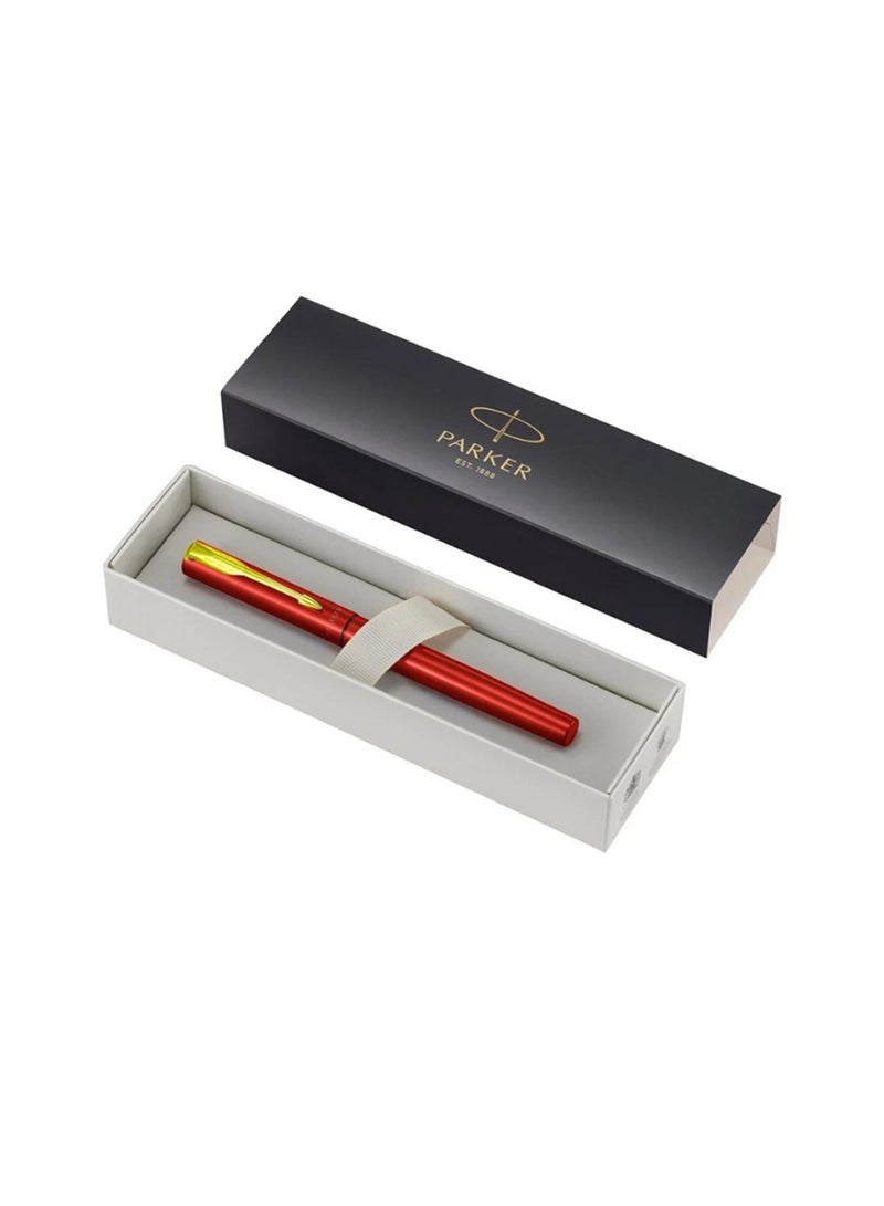 PARKER Vector XL Fountain Pen Fine Tip Red Barrel With Gold Trim - Image 2