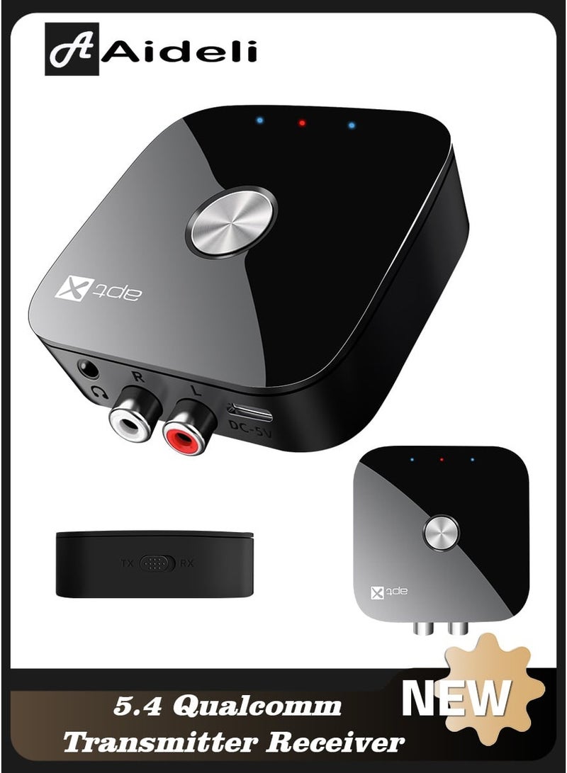 Aideli Qualcomm Bluetooth 5.4 Audio Receiver & Transmitter, Wireless Long-Range Adapter with MIC, Supports aptX and Dual Connection, 3.5mm AUX for Car, TV, and PC - Image 1
