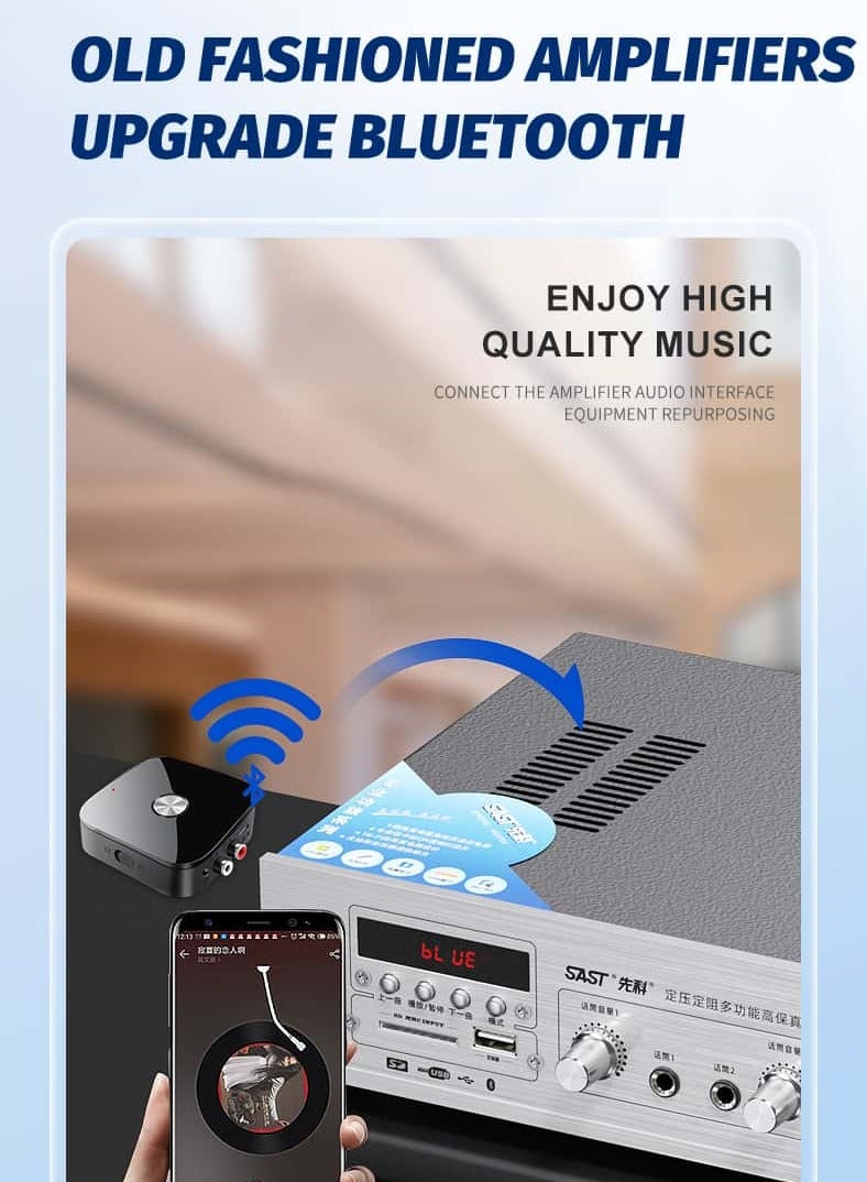 Aideli Qualcomm Bluetooth 5.4 Audio Receiver & Transmitter, Wireless Long-Range Adapter with MIC, Supports aptX and Dual Connection, 3.5mm AUX for Car, TV, and PC - Image 5