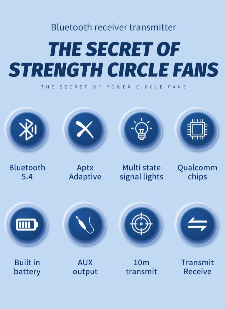 Aideli Qualcomm Bluetooth 5.4 Audio Receiver & Transmitter, Wireless Long-Range Adapter with MIC, Supports aptX and Dual Connection, 3.5mm AUX for Car, TV, and PC - Image 3