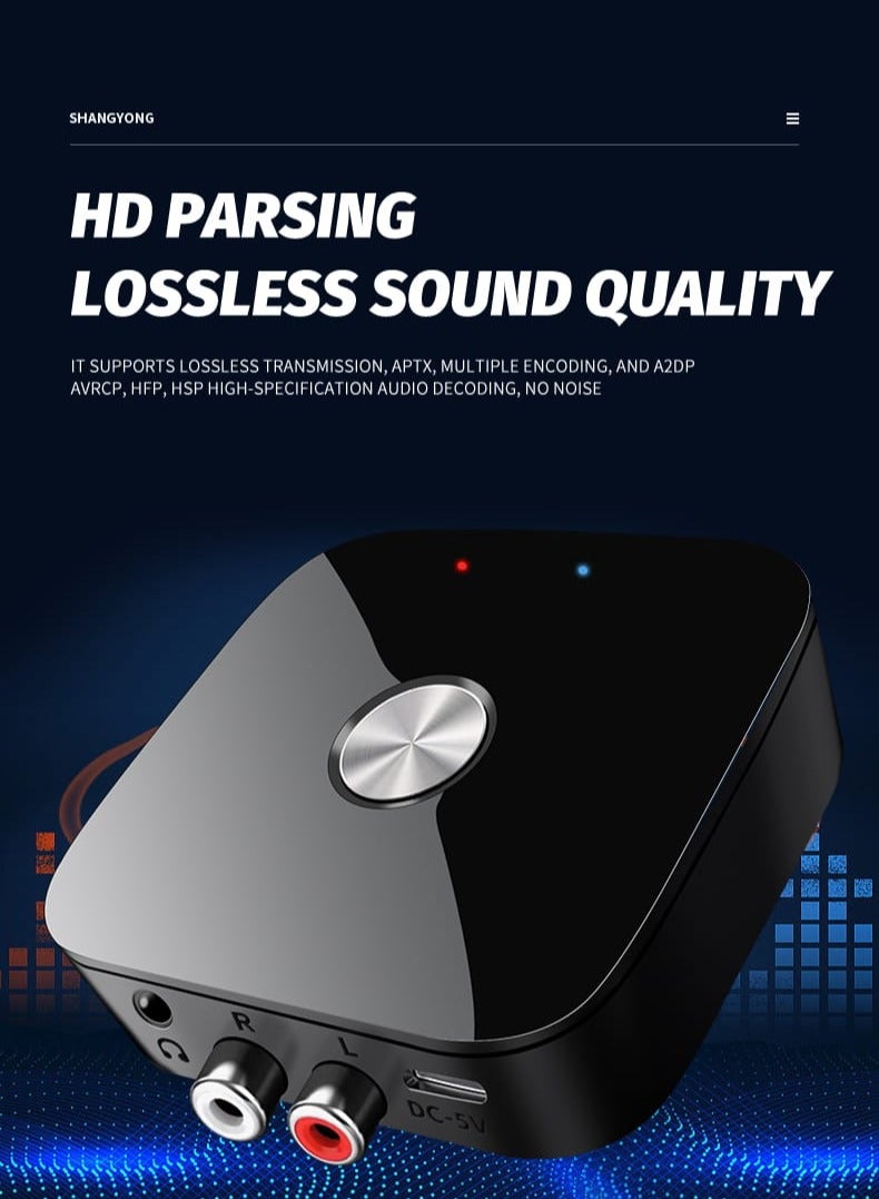 Aideli Qualcomm Bluetooth 5.4 Audio Receiver & Transmitter, Wireless Long-Range Adapter with MIC, Supports aptX and Dual Connection, 3.5mm AUX for Car, TV, and PC - Image 4