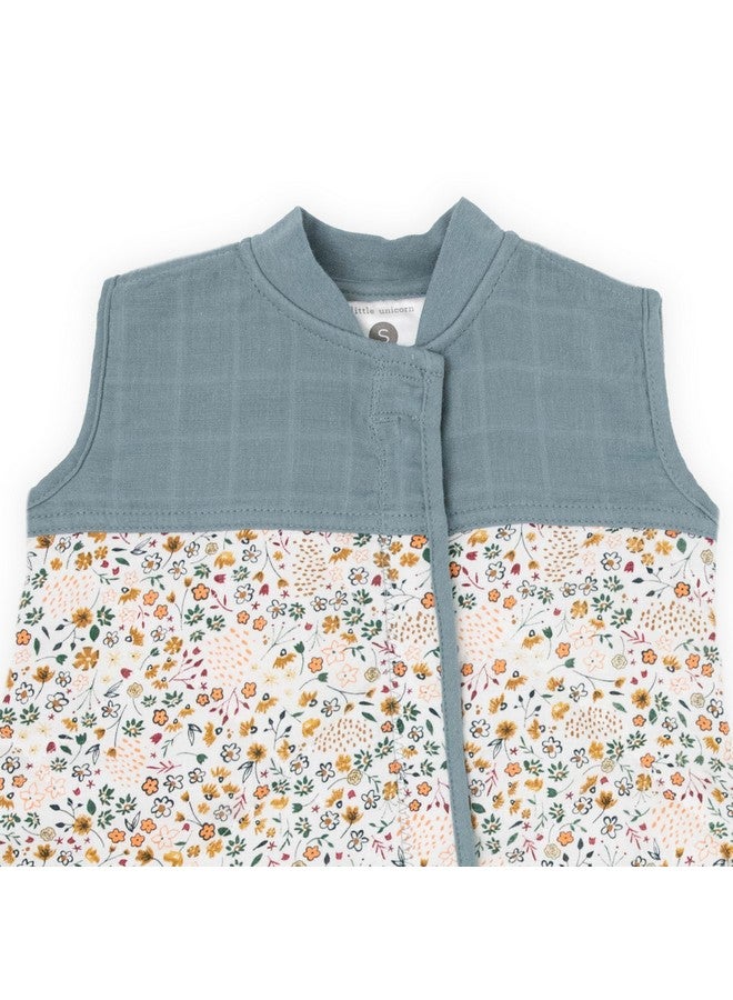 Little Unicorn 0-6 Month Quilted Sleep Sack 2.6 TOG | Soft & Breathable Muslin Cotton for safer sleep | 2 way zipper (Pressed Petals) - Image 2