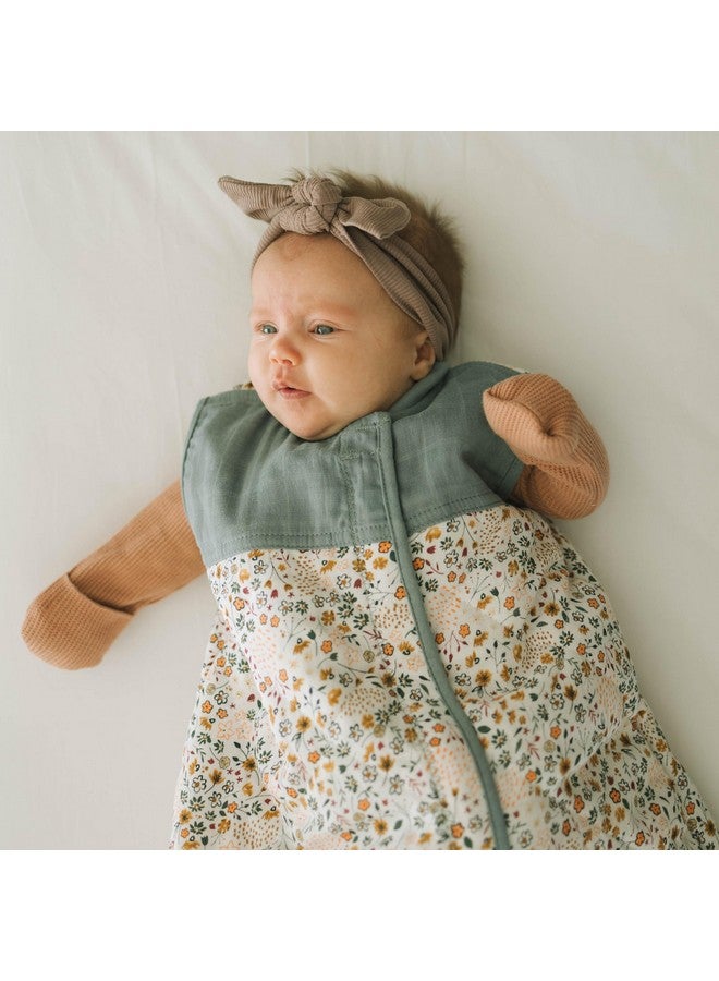 Little Unicorn 0-6 Month Quilted Sleep Sack 2.6 TOG | Soft & Breathable Muslin Cotton for safer sleep | 2 way zipper (Pressed Petals) - Image 5