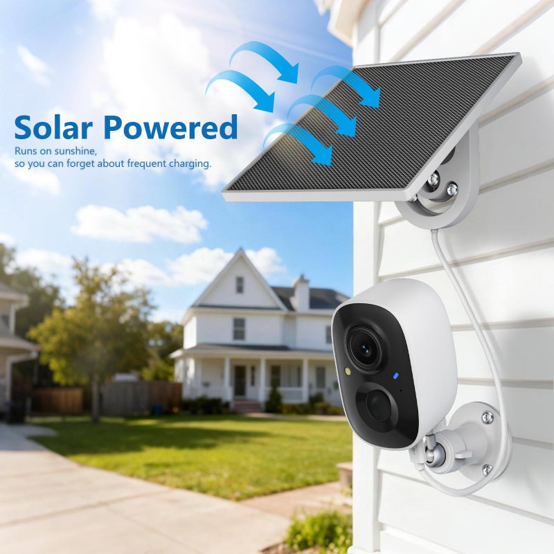 Fazoxo 2K Security Camera Wireless Outdoor,Solar Powered WiFi Cameras for Home Security with Motion Detection,Color Night Vision(Spotlight),Instant Alert,2-Way Audio,Siren&SD/Cloud Storage,IP65,2.4GHz,2 Pack - Image 2