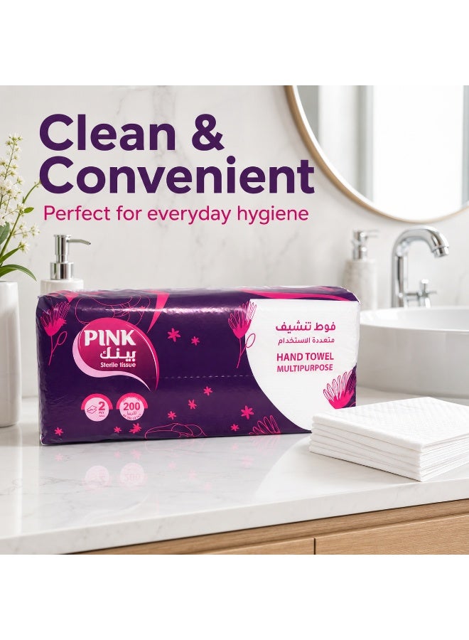 Pink C-Fold tissue 200T, 2ply - Image 2