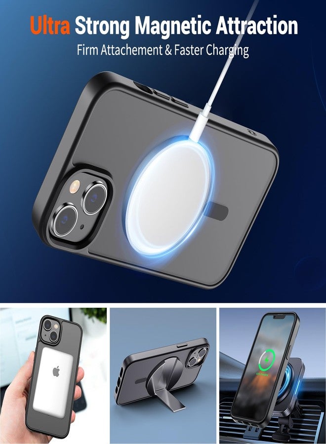 استلق جراب SUPFINE المغناطيسي لهاتف iPhone 14 و iPhone 13 (متوافق مع MagSafe) (حماية فائقة ضد السقوط بمعايير عسكرية) غطاء هاتف نحيف وشفاف غير لامع مقاوم للصدمات، أسود - Image 5