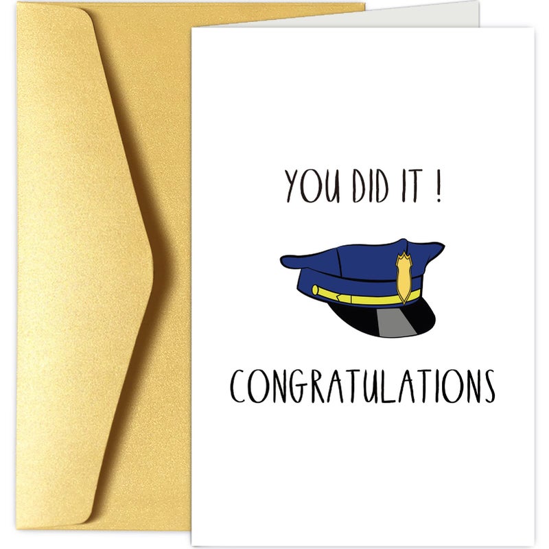 Chenive Police Greeting Card, Police Graduation Card, Officer Congratulations Card, Policeman Promotion Card, You Did It - Image 1