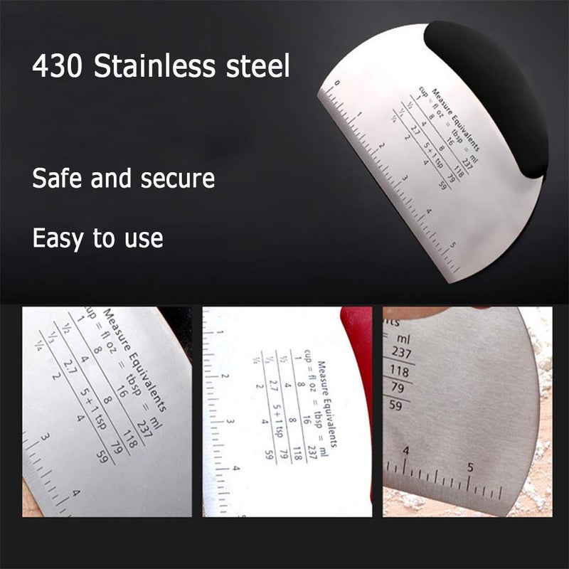 Baskety Bench Scraper Chopper Stainless Steel Dough Scraper Pastry Cutter Chopper with Measurements - Image 3