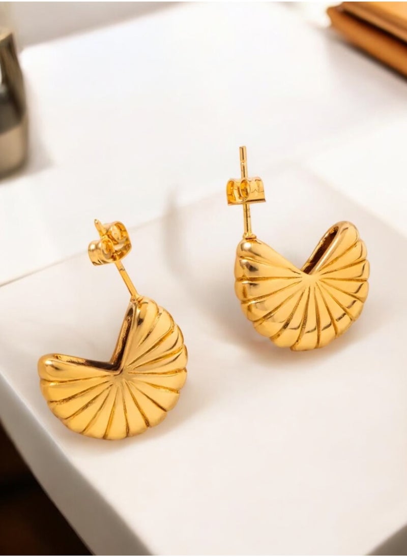 Dangle Charms Luxury & Elegant Stainless Steel Gold Plated Earrings For Women  - Image 1