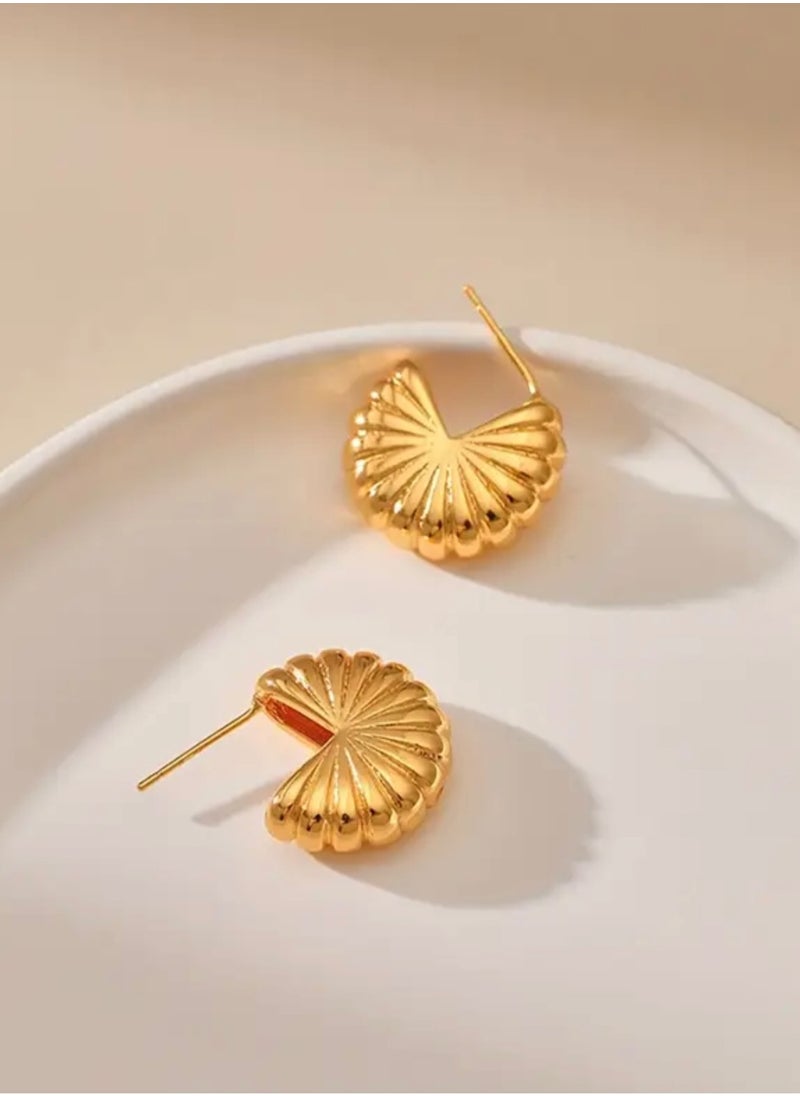 Dangle Charms Luxury & Elegant Stainless Steel Gold Plated Earrings For Women  - Image 3