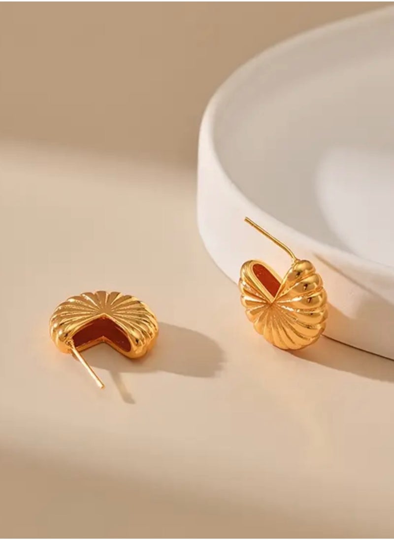 Dangle Charms Luxury & Elegant Stainless Steel Gold Plated Earrings For Women  - Image 4