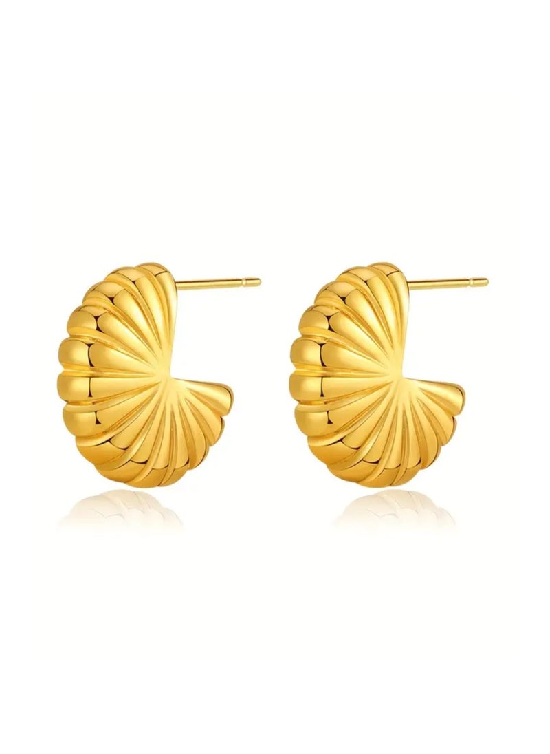 Dangle Charms Luxury & Elegant Stainless Steel Gold Plated Earrings For Women  - Image 5