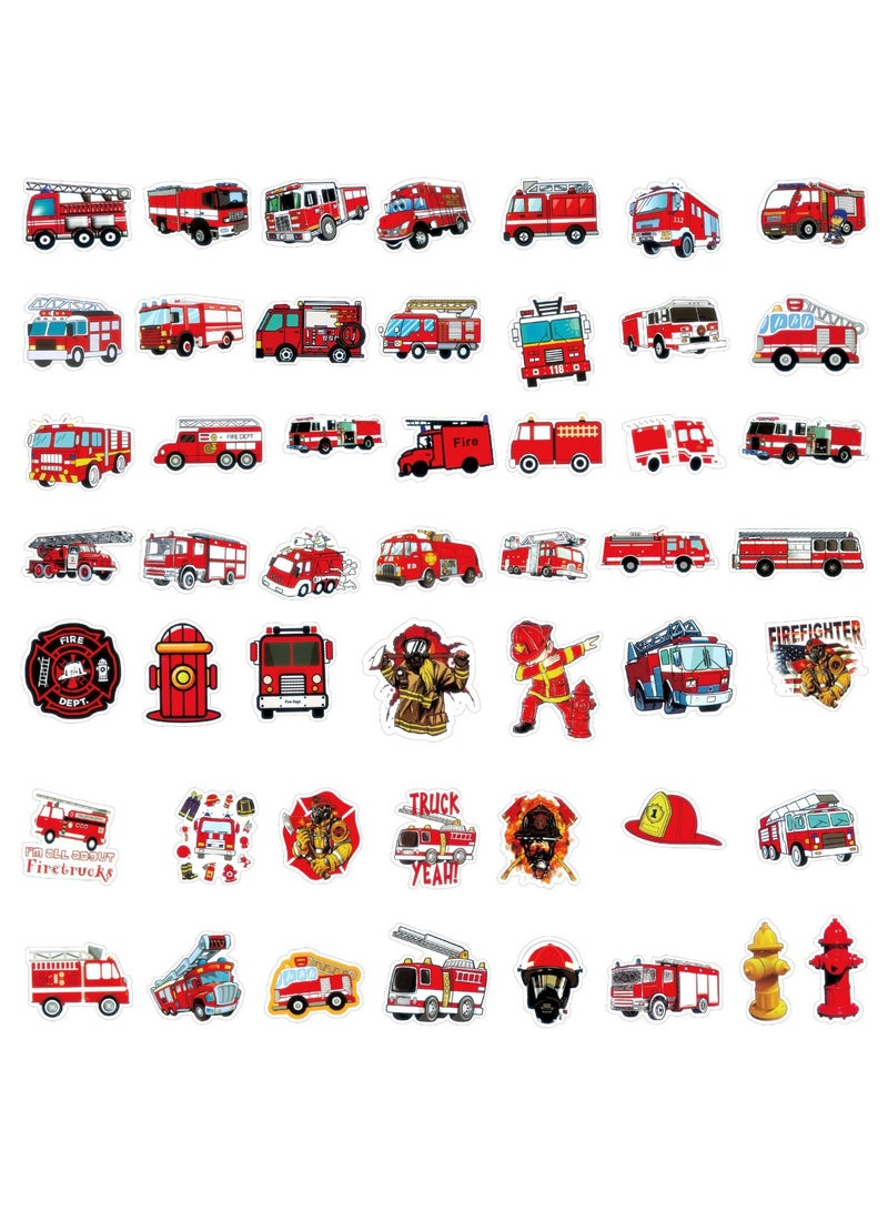 NIBEMINENT 50 Pcs Fire Truck Deco Kit Waterproof Stickers, High Definition Printing Bright Colors, Suitable for Laptop Skateboard Luggage Water Bottle Guitar DIY - Image 2