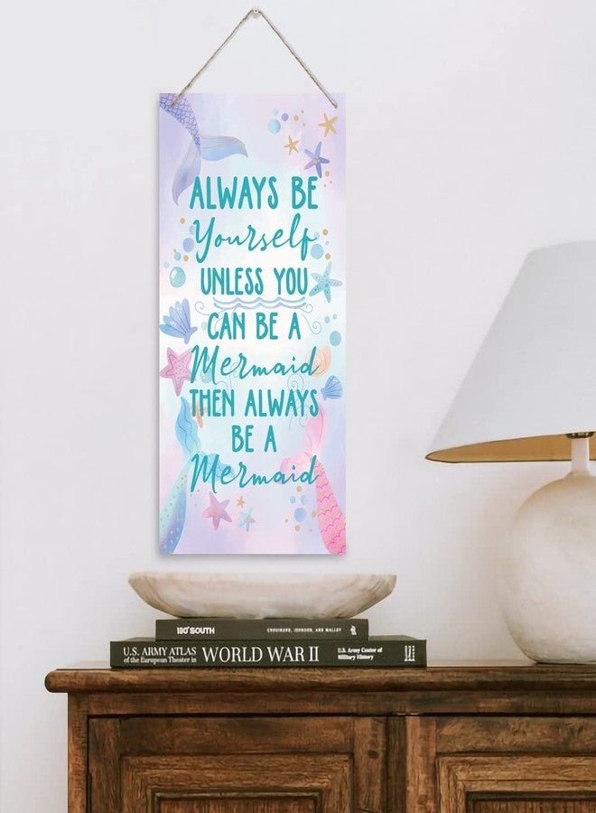 Razpah Mermaid Wall Decor Sign, 12 x 6 x 0.12 inch, MDF Wood, Vintage Style Home Decor - Image 2