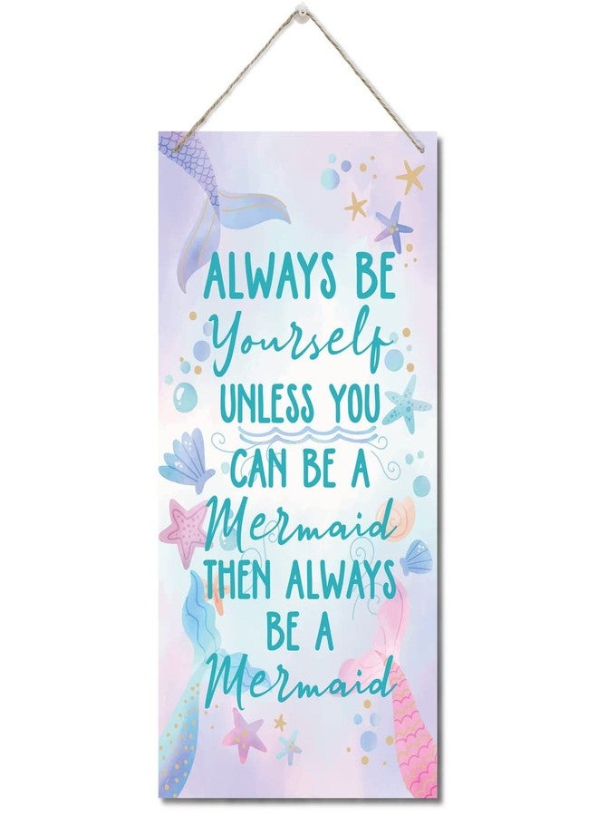 Razpah Mermaid Wall Decor Sign, 12 x 6 x 0.12 inch, MDF Wood, Vintage Style Home Decor - Image 1