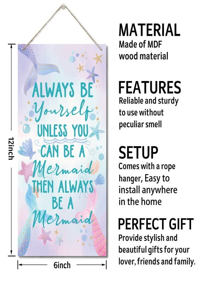 Razpah Mermaid Wall Decor Sign, 12 x 6 x 0.12 inch, MDF Wood, Vintage Style Home Decor - Image 3