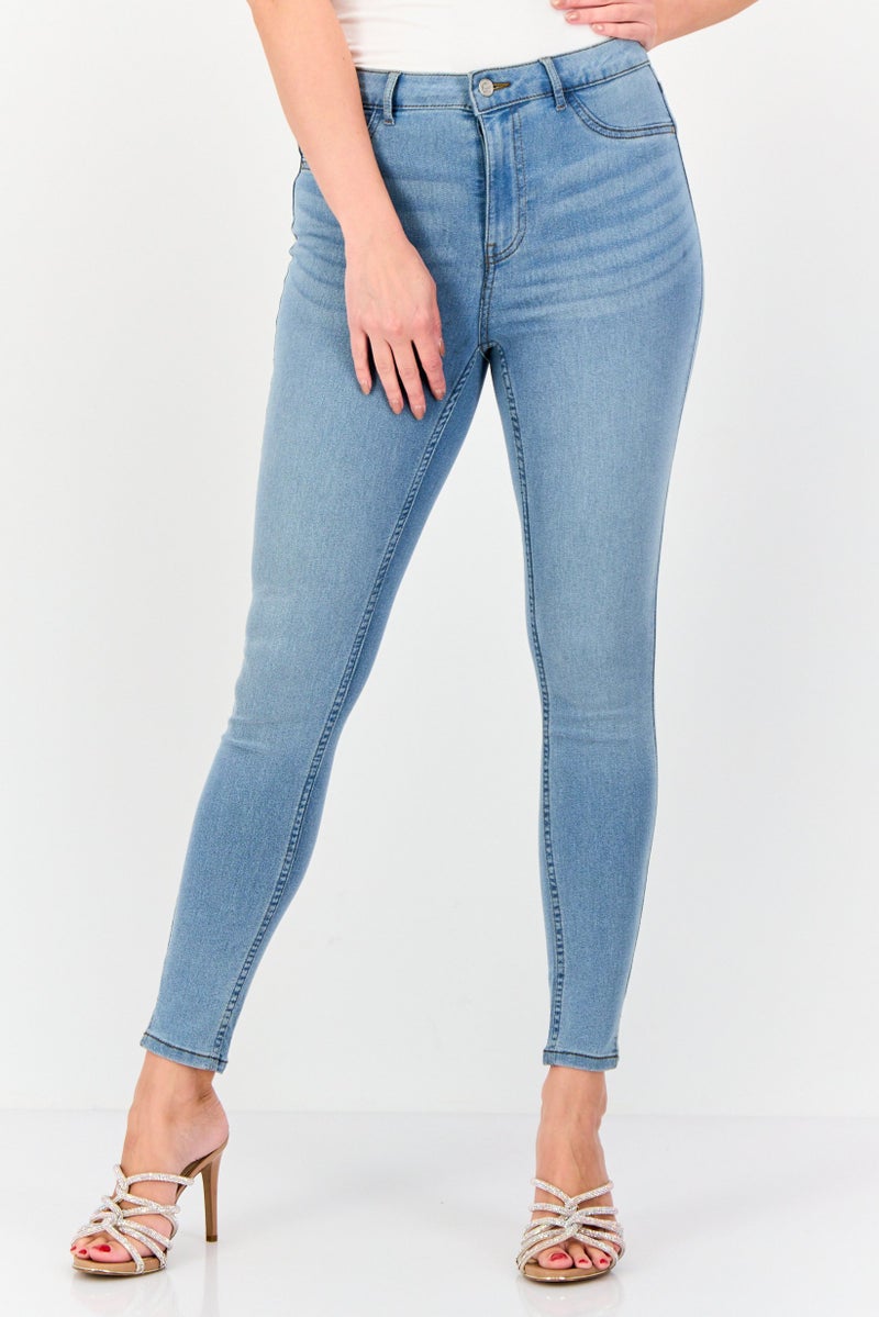 ONLY Jdy By Only Women Skinny Fit Solid Stretchable Jeans, Blue - Image 1