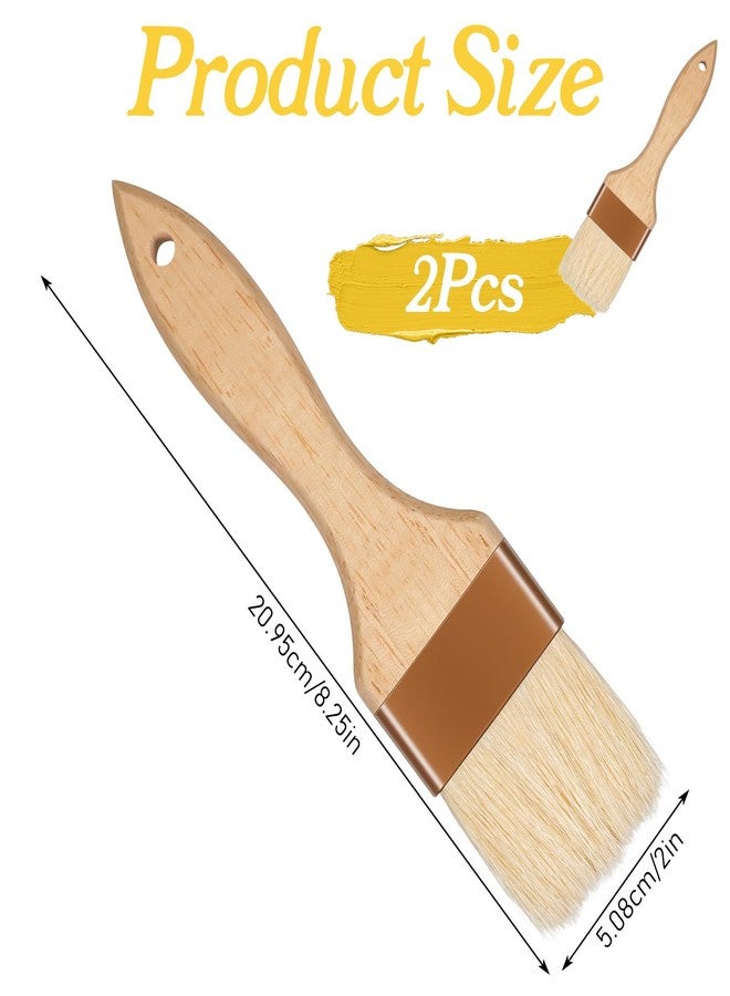 Qulkws 2 Pcs 2 inch Pastry Brush Bristle Basting Brushes Cooking Baking BBQ Oil Brush Food Brushes for Cooking Butter Oil Egg Marinade Grilling Durable Kitchen Marinade Butter Culinary Utensil - Image 2