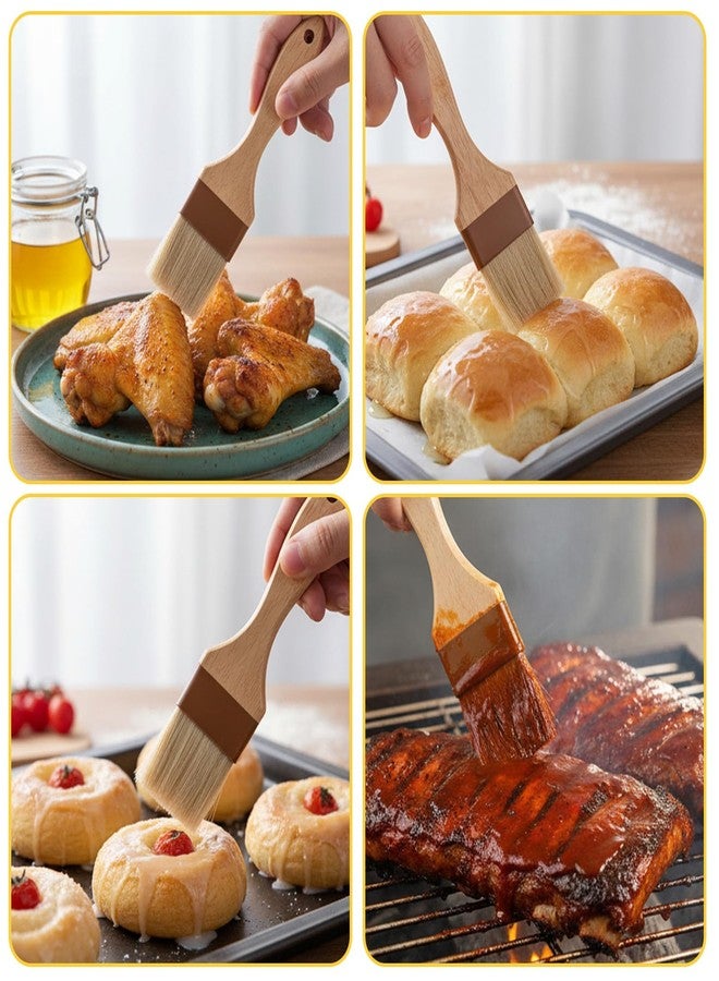 Qulkws 2 Pcs 2 inch Pastry Brush Bristle Basting Brushes Cooking Baking BBQ Oil Brush Food Brushes for Cooking Butter Oil Egg Marinade Grilling Durable Kitchen Marinade Butter Culinary Utensil - Image 3