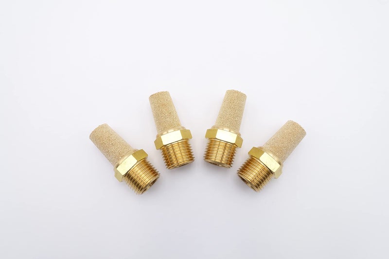 IVLPHA Pneumatic Air Muffler, Sintered Bronze Brass Muffler Filter 1/2" Male NPT Pneumatic Noise Reduce Air Solenoid Valve Silencer Fitting (Pack of 4) - Image 1