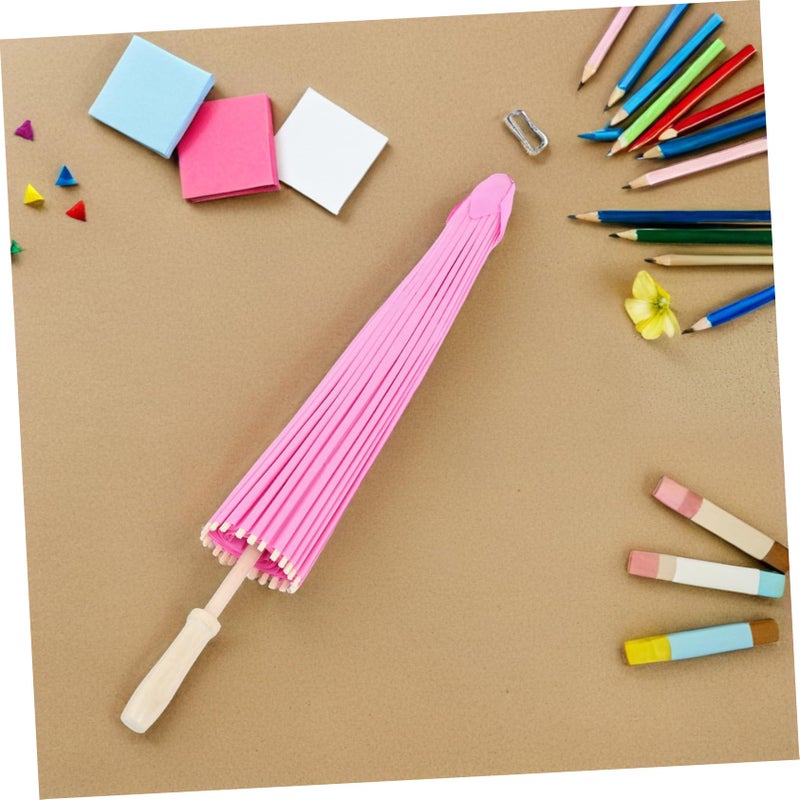 Hand Painted Oil Paper Umbrella 60cm Smooth Handle Parasol For Party Decorations - Image 5