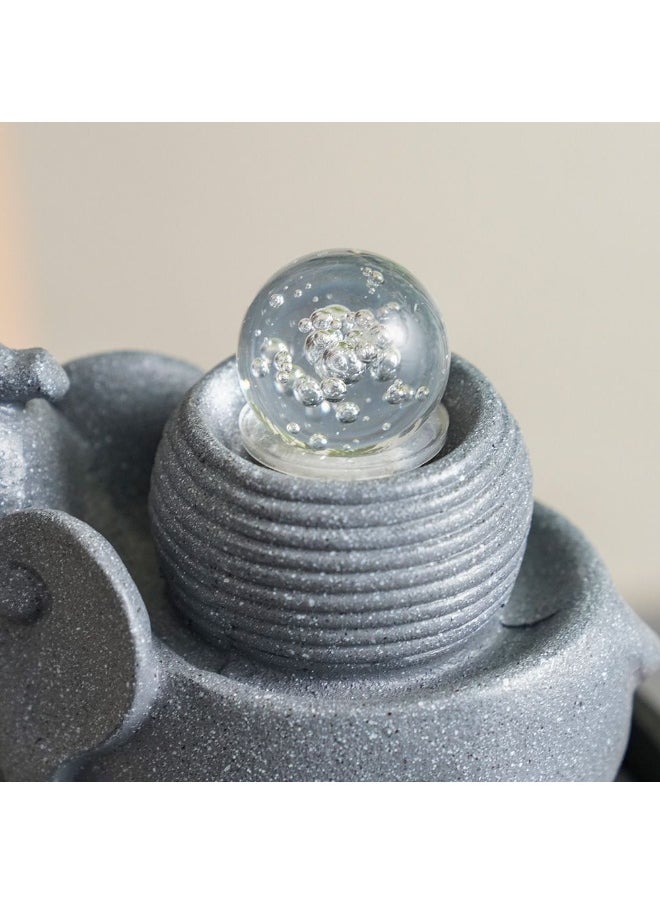 DANUBE HOME Danube Home Stalaca Elephant Fountain With Rolling Ball & Yellow Light - 21X21X26 Cm Grey Polyresin Home Decor Collection Indoor Water Feature For Serenity And Charm Decorative Home Accessories  - Image 2