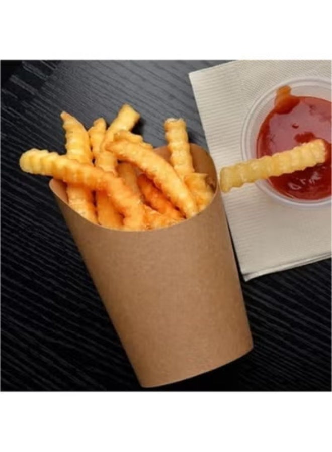 ECOWAY إيكواي عبوة من 25 - 12 أونصة حاملة أكواب البطاطس المقلية القابلة للتصرف، صناديق الفشار، مخروط ورق، قابلة للتحلل، صديقة للبيئة، قابلة للتسميد، أكواب ورقية كرافت، بني - Image 2