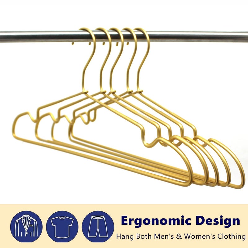 Koobay 30 Pack Gold Matt Metal Wire Hangers Coat Suit Clothes Hangers with Notches,16.5" Heavy Duty Durable Hangers for Adult, Shirt Dress Pants Hanger Space Saving Legging Organizer - Image 2