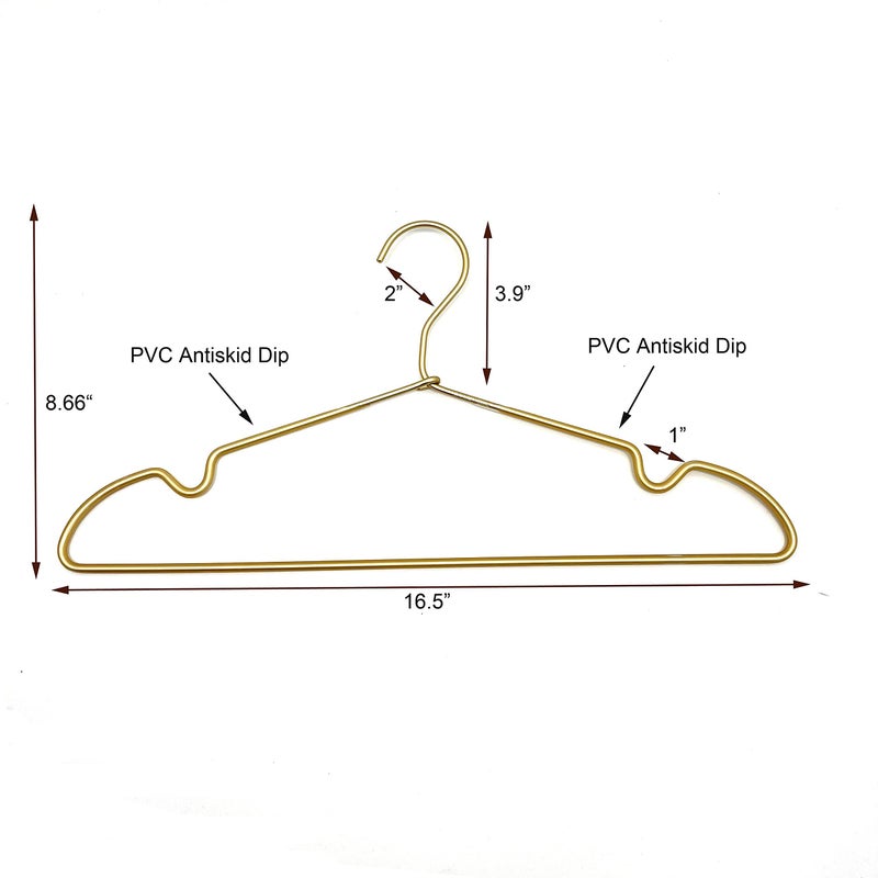 Koobay 30 Pack Gold Matt Metal Wire Hangers Coat Suit Clothes Hangers with Notches,16.5" Heavy Duty Durable Hangers for Adult, Shirt Dress Pants Hanger Space Saving Legging Organizer - Image 5