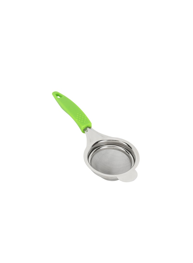 Royalford 10.0 cm Strainer- RF12619/ Stainless Steel Mesh Multi-Purpose Use/ Food-Grade and Safe to Use, Hanging Loop/ Easy to Hold PP Handle and Perfect for Tea, Coffee, Juice/ Compact and Durable Liquid Strainers Silver - Image 1