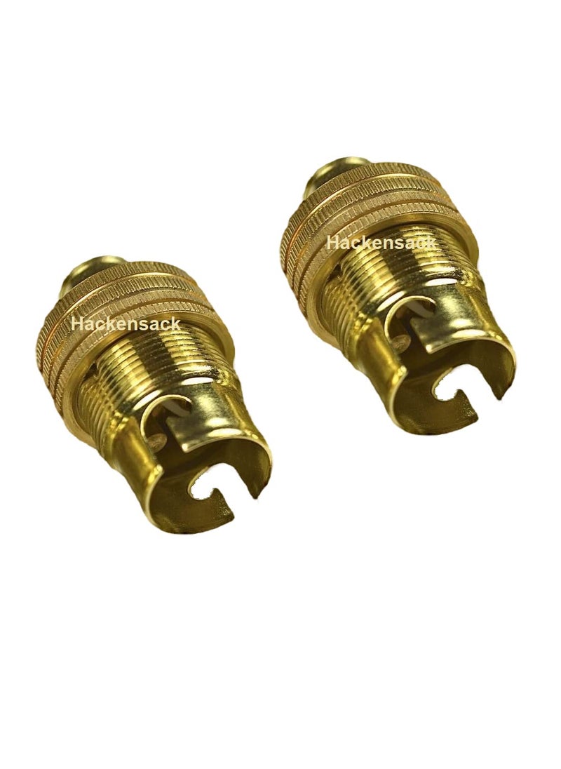 HACKENSACK Hackensack Heavy Gauge B22 Brass Bulb Holder for Lamp Lamp Base Socket for Led lamp Electric Bulb Use in Home and Office Color Gold Pack of 2  - Image 2