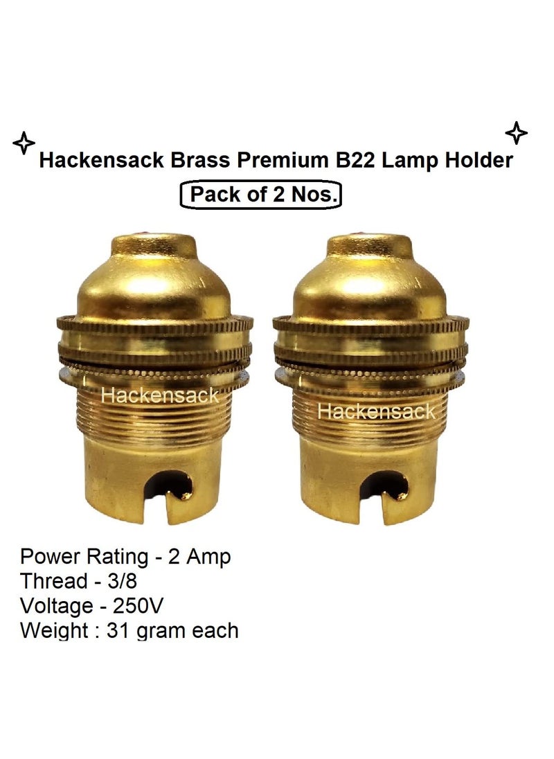 HACKENSACK Hackensack Heavy Gauge B22 Brass Bulb Holder for Lamp Lamp Base Socket for Led lamp Electric Bulb Use in Home and Office Color Gold Pack of 2  - Image 4