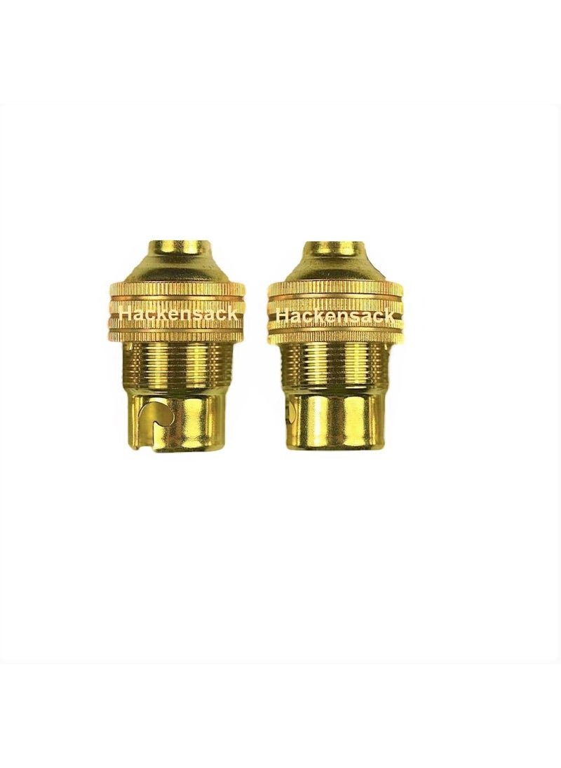 HACKENSACK Hackensack Heavy Gauge B22 Brass Bulb Holder for Lamp Lamp Base Socket for Led lamp Electric Bulb Use in Home and Office Color Gold Pack of 2  - Image 1