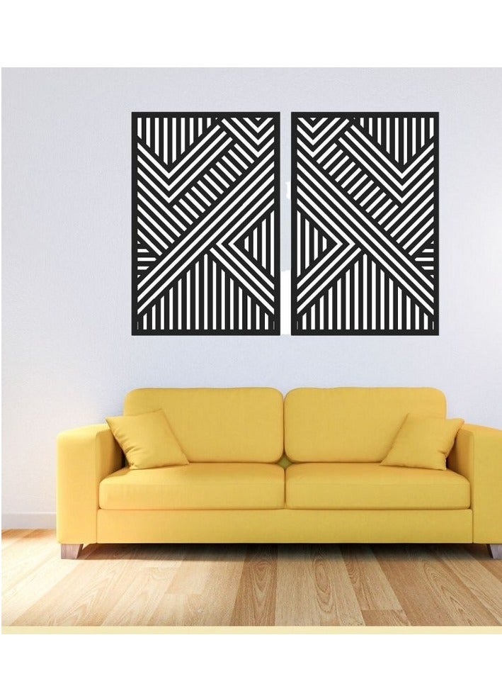 هوم جاليري مجموعة فنية جدارية من الخشب الهندسي - مجموعة من 2 لوحة كل 80x50 - Image 2