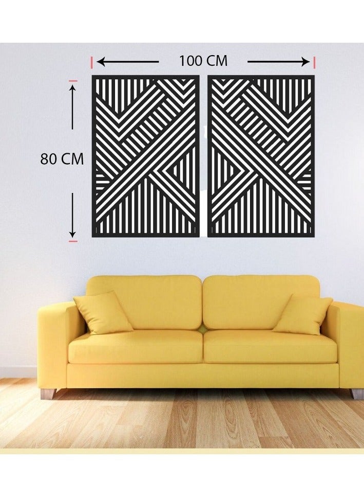 هوم جاليري مجموعة فنية جدارية من الخشب الهندسي - مجموعة من 2 لوحة كل 80x50 - Image 3