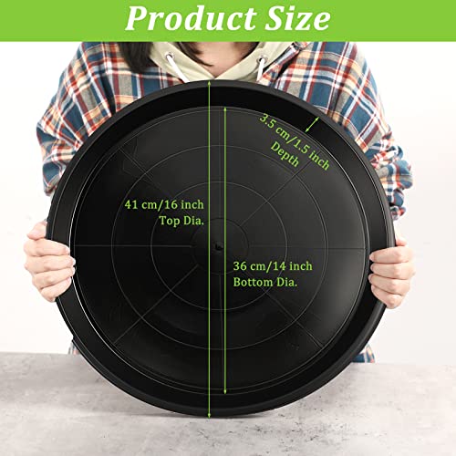 Eccliy 12 Pcs Plastic Plant Saucers Round Plant Tray Large Flower Pot Heavy Duty Planter Water Trays Thick Planter Drip Saucers for Indoors and Outdoors16 InchBlack - Image 3