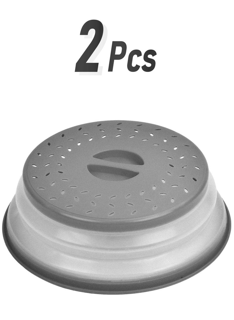 2 Pack Microwave Splatter Cover Vented Collapsible Microwave Food Cover With Easy Grip Handle Dishwasher-Safe BPA-Free Silicone&Plastic 10.5 Round - Image 1