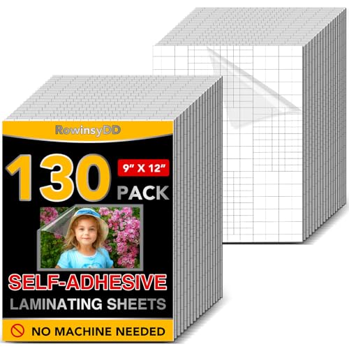 RowinsyDD 130 PCS Self-Adhesive Laminating Sheets, 9 x 12 Inches Clear Laminating Sheets No Machine Needed Self Sealing Laminate Sheets - Image 1