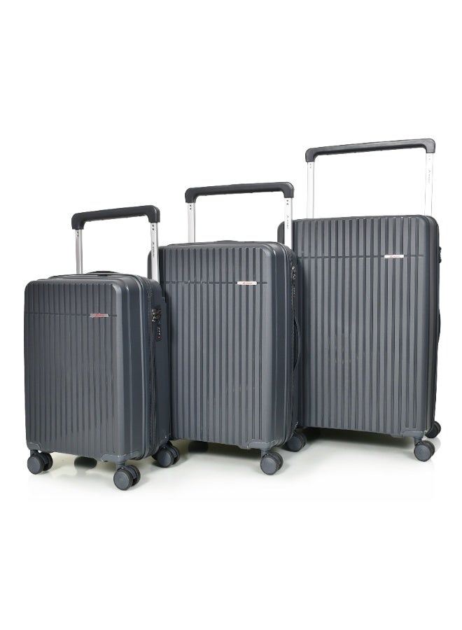 MORANO 3-Piece Polypropylene Luggage Set – Shatter-Resistant Hard Shell Suitcases (28”/24”/20”) – Dark Grey - Image 1