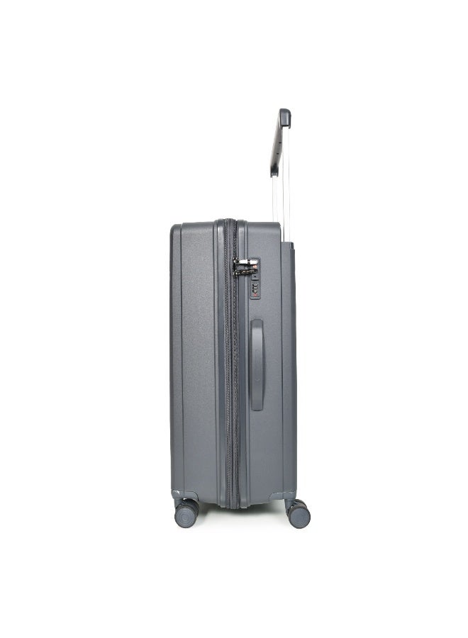 MORANO 3-Piece Polypropylene Luggage Set – Shatter-Resistant Hard Shell Suitcases (28”/24”/20”) – Dark Grey - Image 4