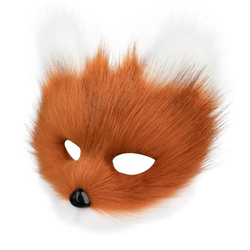 hbbhml Animal Fox Wolf Mask Halloween Party Cosplay Costumes Props Plush Cat Half Face Masks Carnival Christmas Masquerade - Image 3