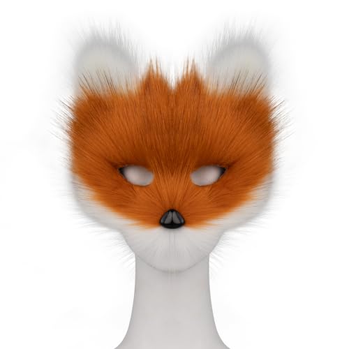hbbhml Animal Fox Wolf Mask Halloween Party Cosplay Costumes Props Plush Cat Half Face Masks Carnival Christmas Masquerade - Image 5