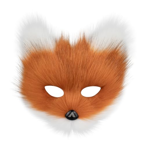 hbbhml Animal Fox Wolf Mask Halloween Party Cosplay Costumes Props Plush Cat Half Face Masks Carnival Christmas Masquerade - Image 1