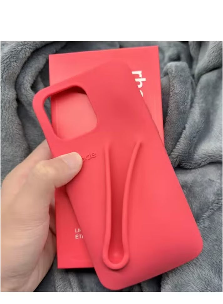 rhode iPhone 12/13 Pro Max Silicone Case Lip Holder for Cell Phone, Lip Gloss Adhesive Sleeve for Phone, Lip Holder Stick-on Phone Case, Back Stick On Holder for iPhone Phones (RED) - Image 4