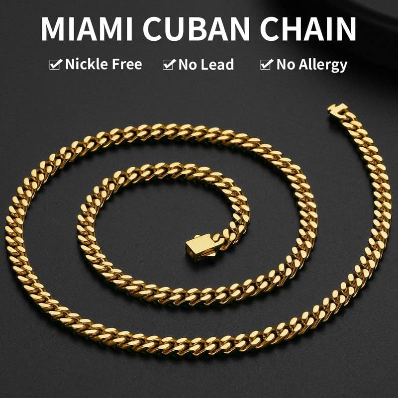 ChainsHouse Mens Cuban Link Chain, Gold Plated Miami Cuban Chain Necklace for Men, 5mm Wide Hip Hop Mens Jewelry, 20" - Image 2