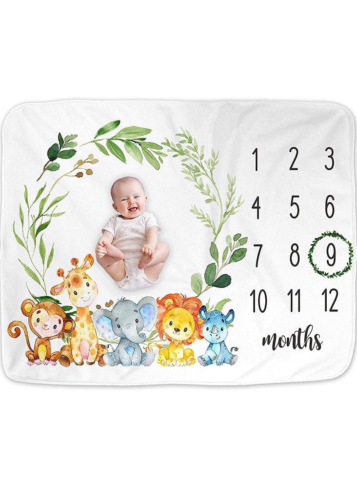 ORiTi Baby Monthly Milestone Blanket | Includes Wooden Wreath and Pacifier Clip | 1 to 12 Months | Premium Extra Soft Fleece | Best Photography Backdrop Prop for Newborn Boy & Girl - Image 1