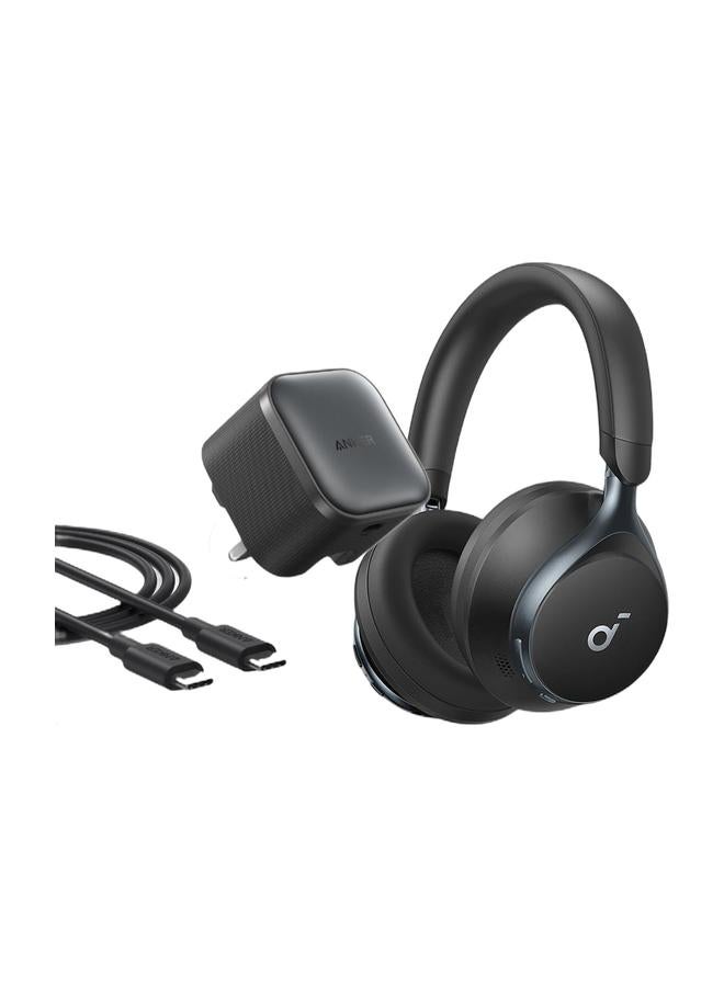 Anker Nano 45W Type C Fast Charging Charger, Compact and Folddable Plug, USB-C Charger Block for Samsung Galaxy S25 Ultra/S24 Series, iPhone 17 Series, MacBook, Pixel 9, iPad (6 ft Cable Included) & By Anker, Space One - Adaptive Active Noise Cancelling Headphones, Enhanced Human Voice Reduction, 40H ANC Playtime, LDAC Hi-Res Wireless Audio, Comfortable Fit, Bluetooth 5.3, App Control BlackBundle - Image 1