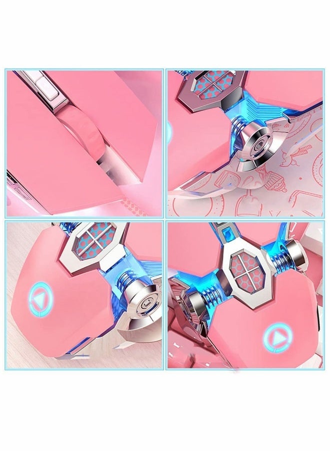 فأرة ألعاب سلكية، فأرة كمبيوتر ميكانيكية، فأرة USB بصرية وردية، 7 أزرار، دقة قابلة للتعديل حتى 3200، إضاءة خلفية RGB، صوت نقر، تناسب الفتيات اللاعبات. - Image 4