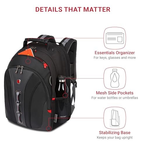 WENGER, Legacy 16 Inch Laptop Backpack,21 Liters Black/Grey, Swiss Designed-Blend of Style and Function, 600631 - Image 5